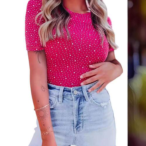 Women's pullover, short sleeved, hip hugging tight fitting