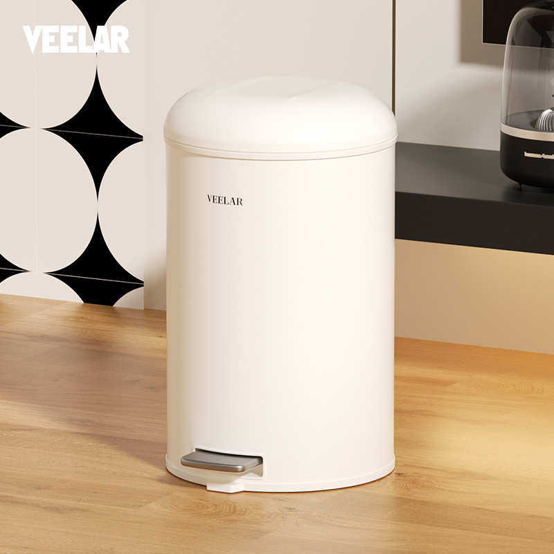 VEELAR垃圾桶家用2025新款带盖高颜值圆形脚踩客厅厨房卧室卫生间