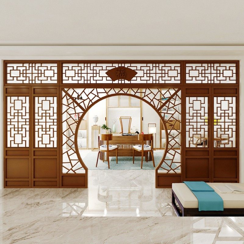 客厅茶室办公室隔断实木花格圆形拱门新中式月洞门月亮门屏风隔断,家居饰品,木雕,淘宝优惠券,粉丝福利购,淘宝优惠卷