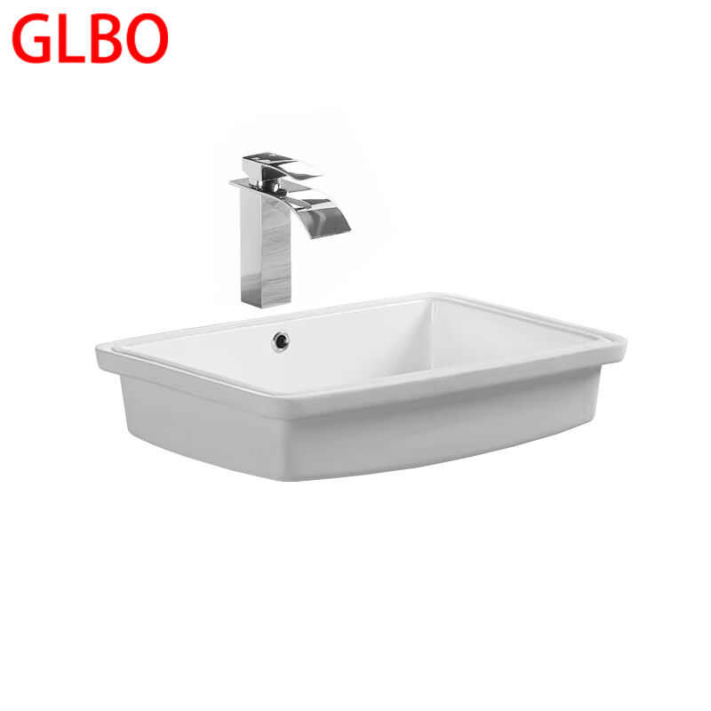 GLBO卫生间嵌入式洗手盆套装长方形洗漱手盆20寸单盆+瀑布龙头配