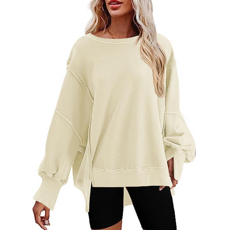 -shirts autumn spring long split mujer tops pullover casual