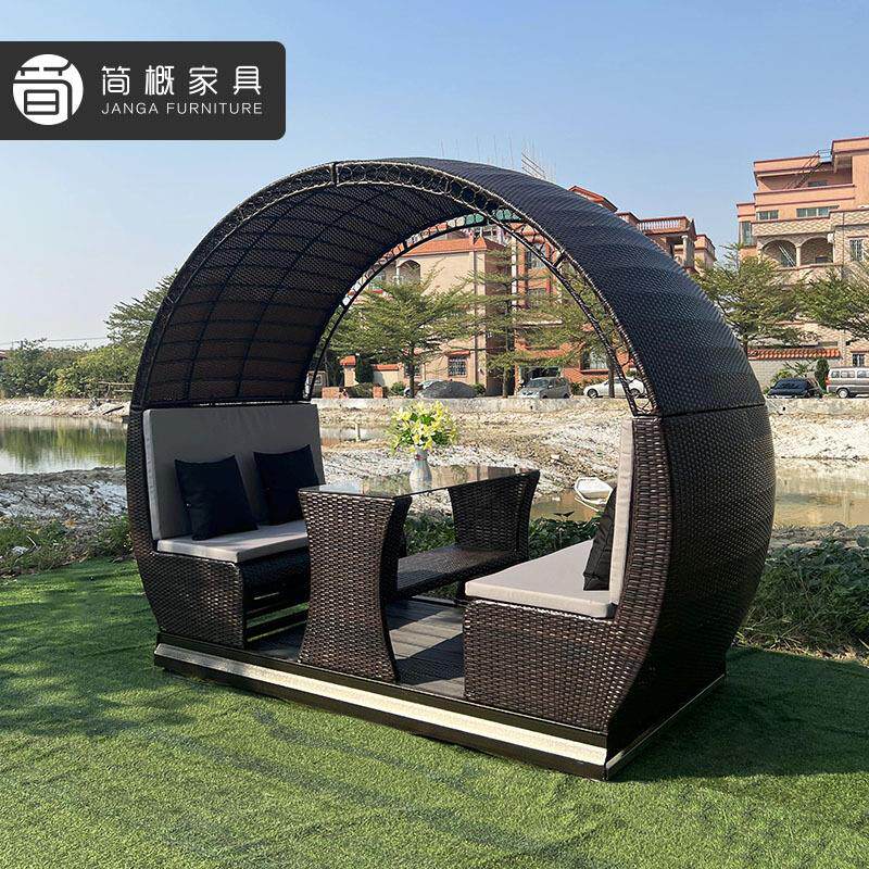 户外动力摇椅庭院摇动式四人秋千桌椅带顶蓬户外别墅动摇桌摇椅