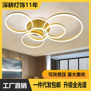 北欧客厅大灯简约时尚 大气圆形环圆圈房间卧室led吸顶灯
