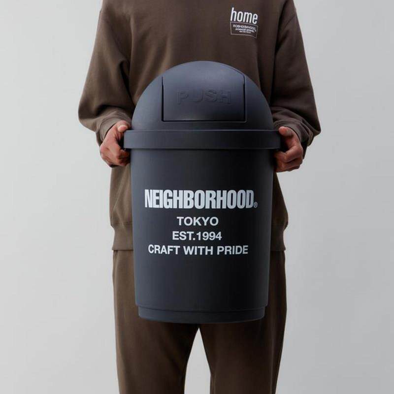 Neighborhood NBHD黑色居家工业风带盖子收纳覆古塑料垃圾卫生桶