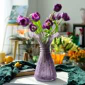 中古奶油色琉璃芬顿花瓶装 饰花器客厅餐桌摆件高级感玻璃插花瓶