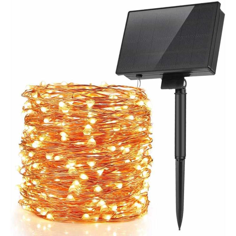 热销50米太阳能灯串庭院花园节日装饰500灯太阳能铜线灯串