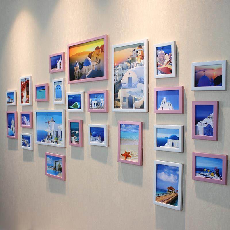 客厅挂卧室片墙大墙T24001面相框墙照 地中海 复古片墙24相框墙相