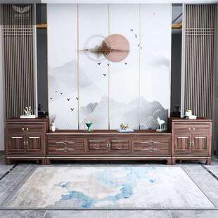 中国风新中式新古典乌金木实木电视柜整装一体现代落地新款