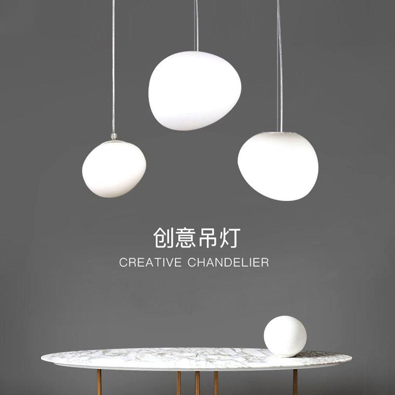 意大利创意鹅卵石吊灯LOFT挑高客厅复式楼梯床头餐厅吧台鹅蛋灯具