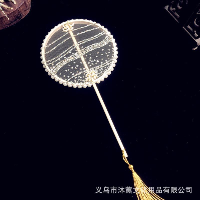 厂家直供刺绣儿童节日表演团扇汉服配饰舞蹈拍摄现货diy古风扇子