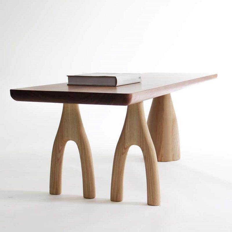 侘寂风实木餐桌设计师民宿会客桌全实木长条桌子北欧白腊木饭桌椅