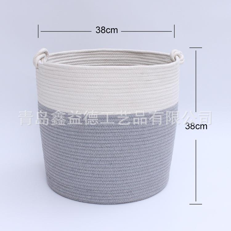 可折叠脏衣篮棉绳脏衣篮超大号两件套装双拼色棉线绳编织收纳筐篮