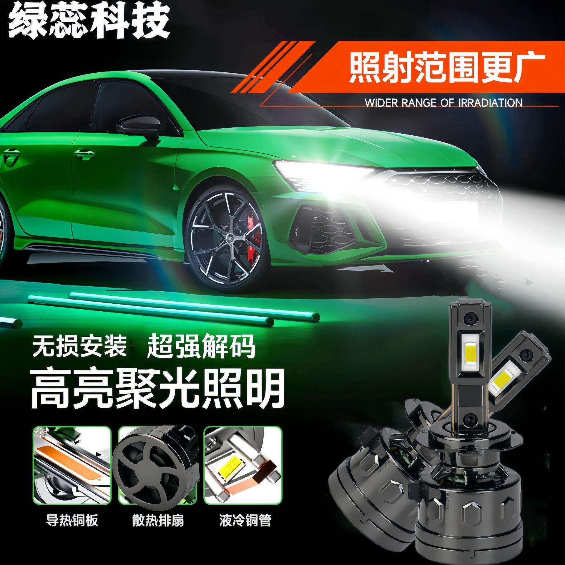 跨境热销led汽车车灯解码款H4 H11 9005汽车改装远光汽车led大灯