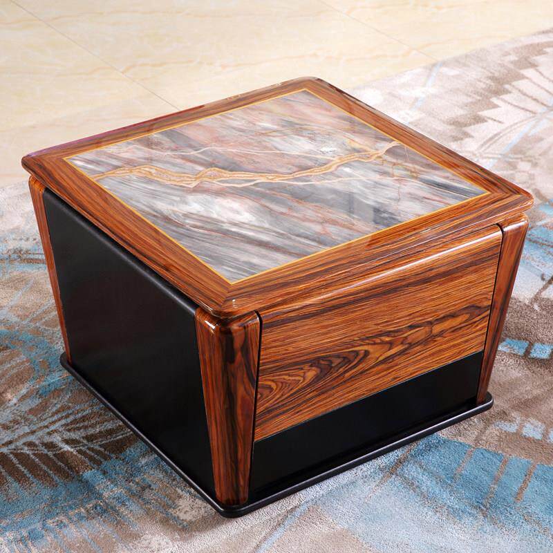 天然大理石正方形茶几客厅轻奢家具威尼斯红角几创意时尚储物边几