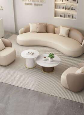 店北欧奶油风MTA008-7沙发厅会客洽谈客沙弧形发酒店大堂服装休息