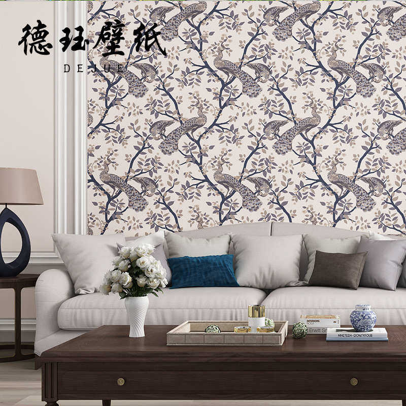 高级田园卧室背景客厅壁纸中式感饭店古典孔雀美式墙纸花鸟墙电视,家装主材,自贴墙纸/自粘墙纸,淘宝优惠券,粉丝福利购,淘宝优惠卷