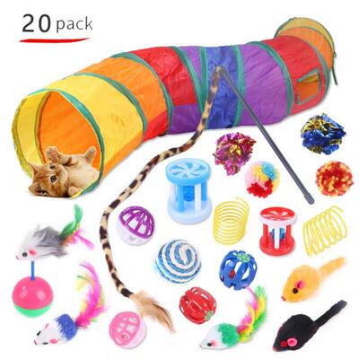 Pets Toys Mouse Shape Balls Foldable Cat Kitten Play Tunnel