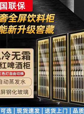 网红酒水柜商用酒吧啤酒饮料冷藏展示柜超市立式保鲜柜全屏冷藏柜