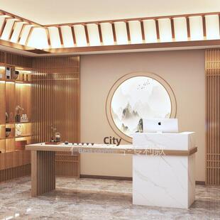 新中式茶台收银台养生馆足浴店接待台美容院茶楼民宿前台吧台柜台