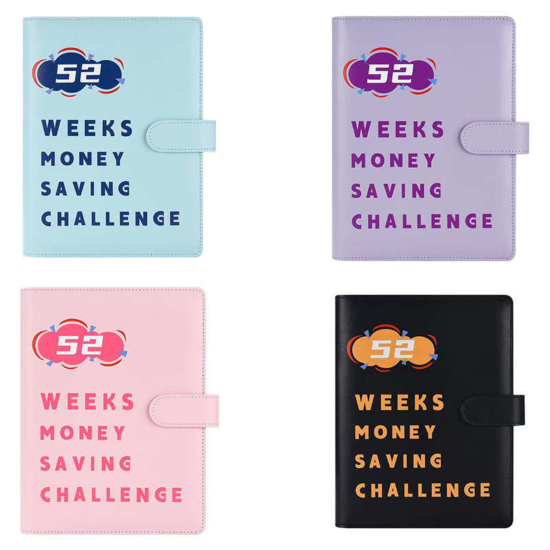 A5 PU 52weeks challenge book for save money budget binder