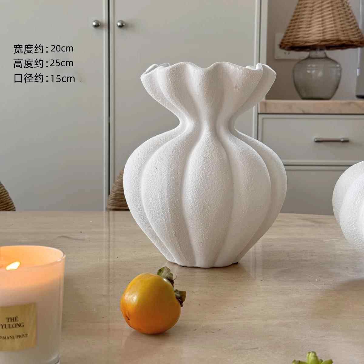 新款林和/法国花瓶术Wabi-Sab大i白色高端装饰品餐桌家居古古董风