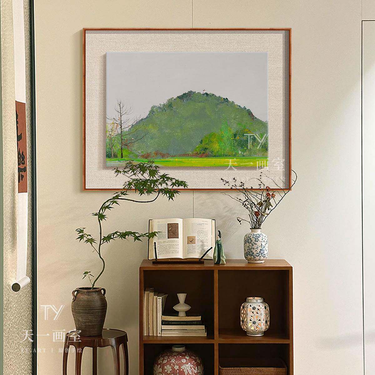 抽象山水风景肌理画客厅大白墙装饰画新中式手绘油画卧室床头挂画