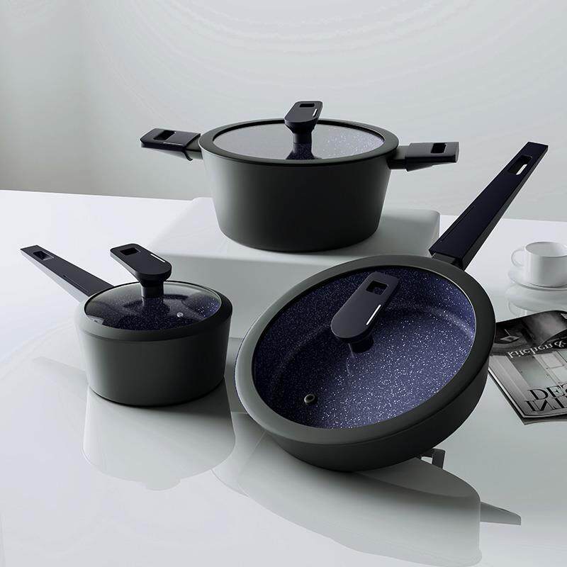 煎锅平底锅不粘锅家用炒菜锅汤锅电磁炉锅具蓝钻加深烹饪小锅