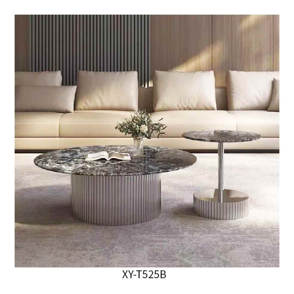 轻奢岩板茶几组合现代简约客厅小户型设计师创意极简圆形角几边几