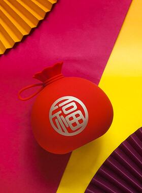 新年礼品led红色喜庆福袋挂绳硅胶拍拍小夜灯USB充电遥控卧室床灯