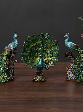 创意小礼物家居饰品泰国工艺品小孔雀开屏摆件客厅酒柜装饰品摆设