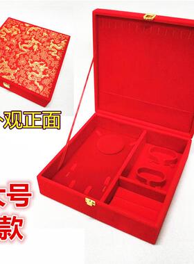 新款黄黄金首饰高品质大红色绒盒布金双手妆镯多件套装盒嫁婚庆盒