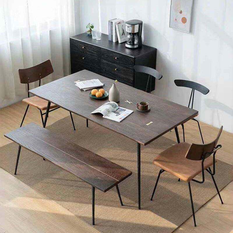 北欧表情实木餐桌现代简约橡木Square roots复古侘寂风餐桌椅组合