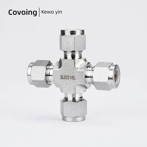 316L不锈钢高压护圈四通交叉连接器英寸空气管道空气回路连接器[