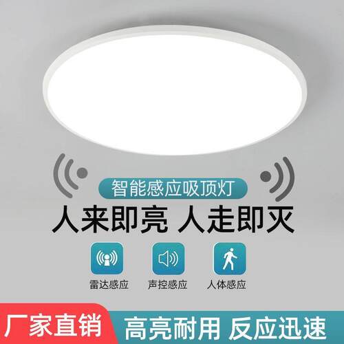 led雷达人体感应吸顶灯走廊楼梯楼道过道卫生间阳台声光控三防灯