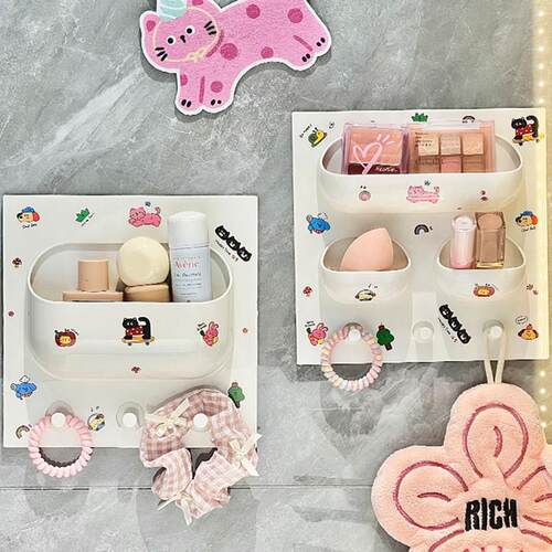 Dopamine-themed wall-mounted storage, cute bedroom and bathr