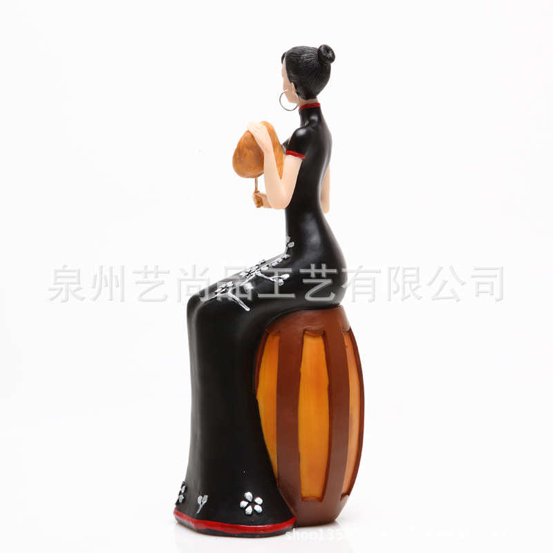 古典小号坐姿扇仕女家居酒店摆件 新房装饰树脂工艺礼品款式多样