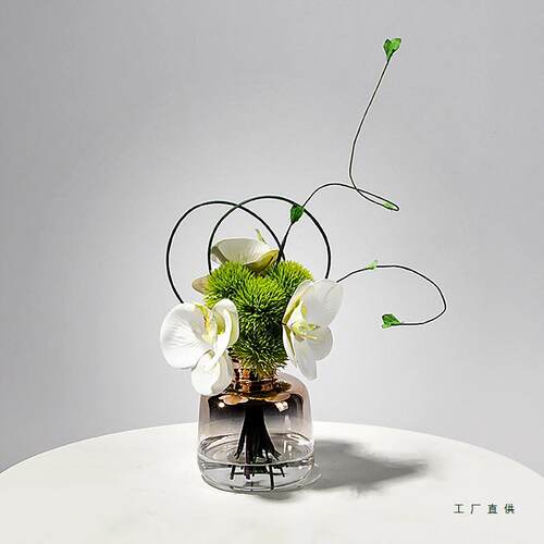 轻奢绿花艺摆件F989589J感花厅餐桌茶几植卫生间洗漱客台假花摆设
