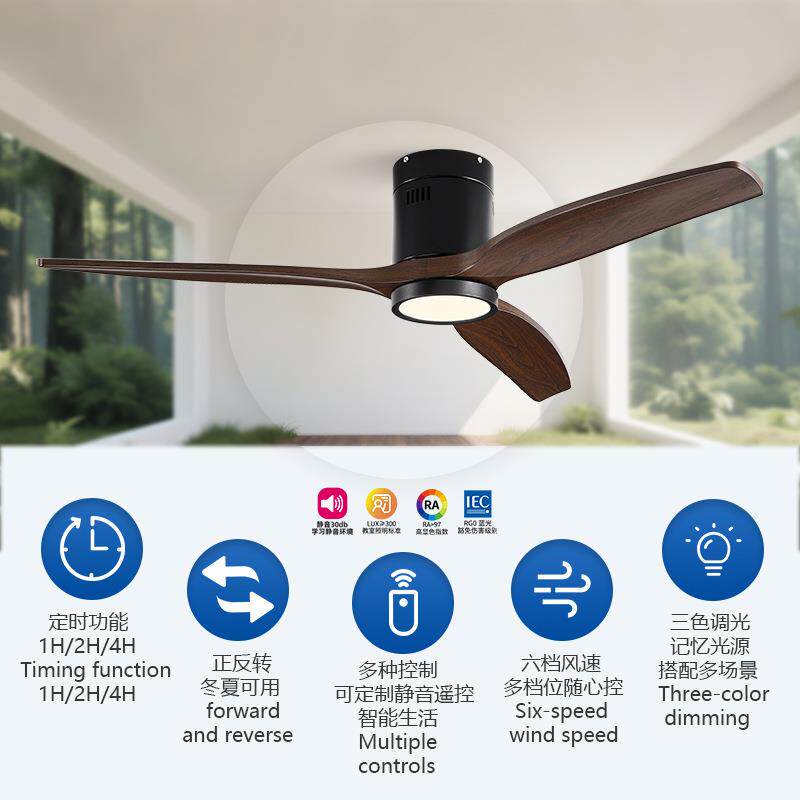 吊扇灯跨境北欧新款餐厅客厅复古大风力电扇灯卧室简约吸顶风扇灯