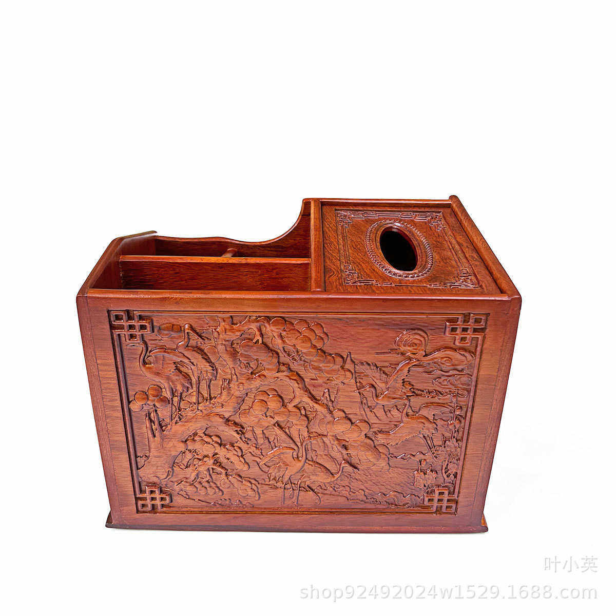 盒多功能抽纸巾遥控器纸盒四面收纳盒家用花梨木雕花实木客厅茶几