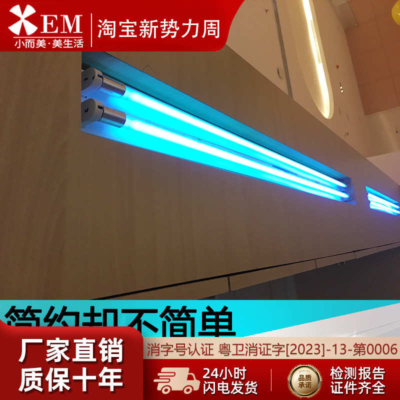 小而美双管吊挂式紫外线消毒灯大功率教室商用杀菌1.2 m壁挂支架