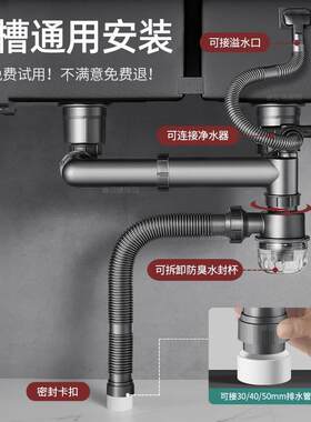 BANMA厨房水槽套下水洗菜盆通用全下水道防反臭排水管双管下槽水
