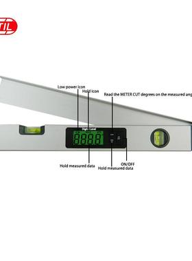 D1195605厘米17.47英寸数显水平尺电铝子角度仪壳便L携角度测量工