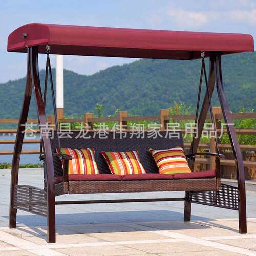 休厂家户外高档摇椅巴拿马双闲人秋千庭院铁艺阳台田KAO园秋千
