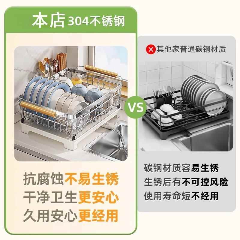304IAV不置钢盘沥碗水架碗架厨房物架沥水篮台面放碗筷碗碟收锈纳