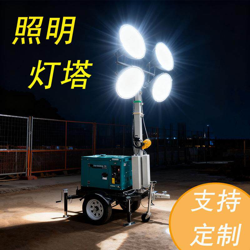 拖车式移动应急灯塔HMF968A手摇升降7米9米高户外施工道路照明