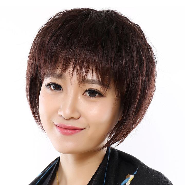 假发女短发中长卷发妈妈短卷发型中老年假发套真发全头套真人发丝