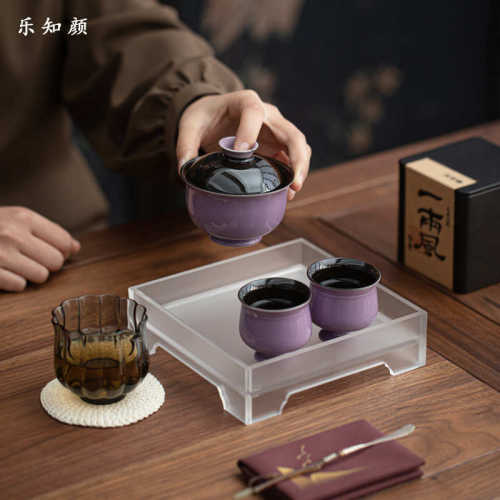 手提茶艺套装户外旅行一盖碗两杯功夫茶具家用便携女士泡茶碗茶杯