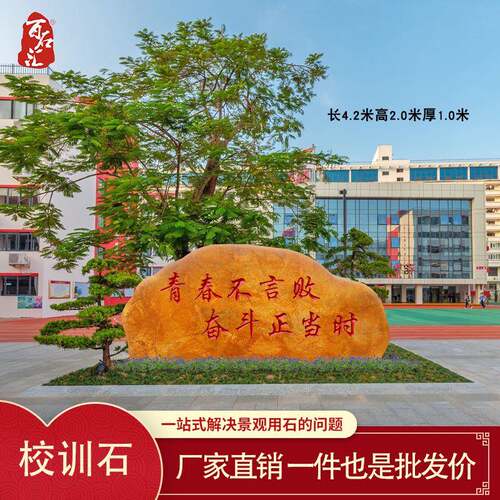 特色校训石黄蜡石美丽校园风景石广东小学景观石高中毕业季捐赠石
