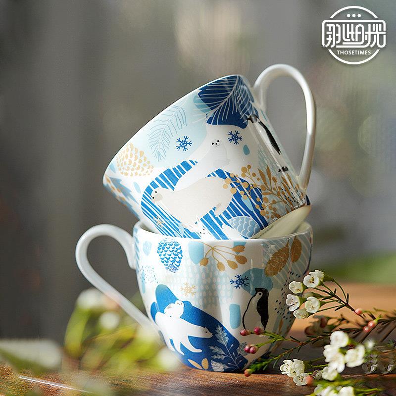 那些时光 咖啡杯小清新陶瓷茶杯咖啡马克杯 办公室大容量水杯套装