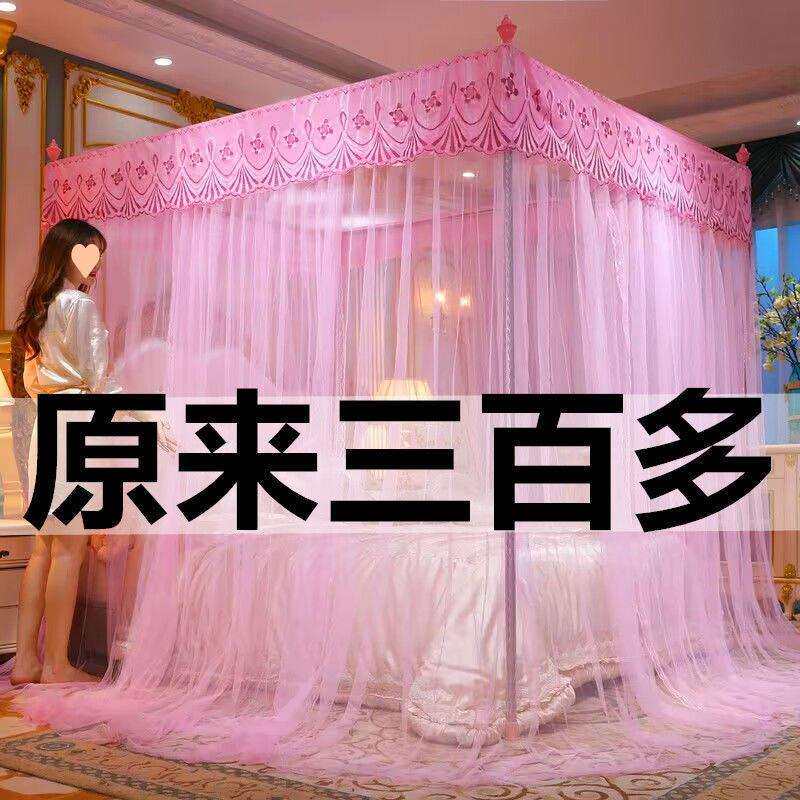 蚊帐家用公主风加密帐纱加粗支架1.2m1.5m双人三开门1.8m米床纹帐